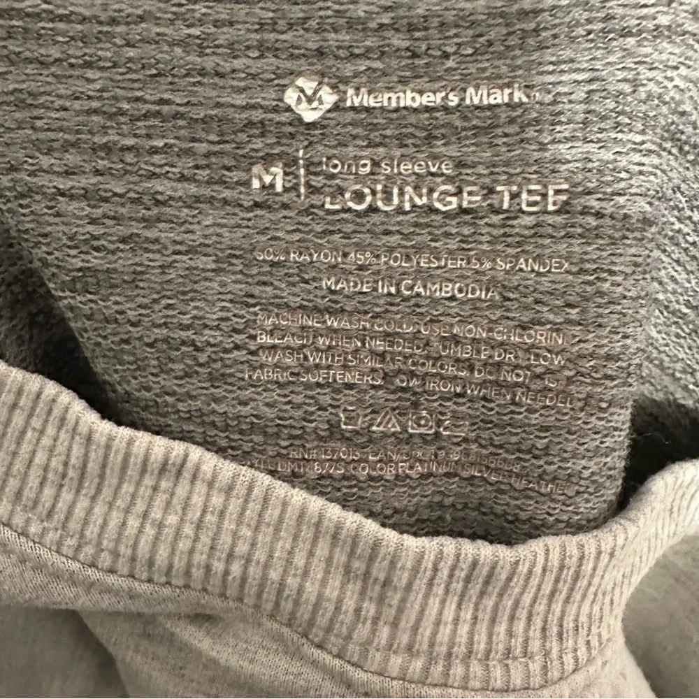 Members Mark Sweater Gray lounge tee long sleeve medium